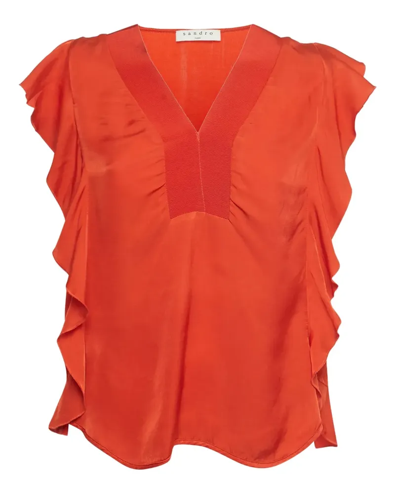 Sandro ruffled sleeveless top - Orange Orange