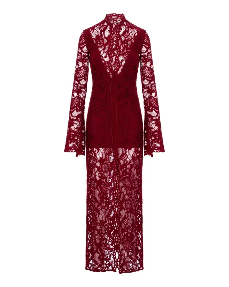 MANURÍ Sally lace-up midi dress - Rot Rot