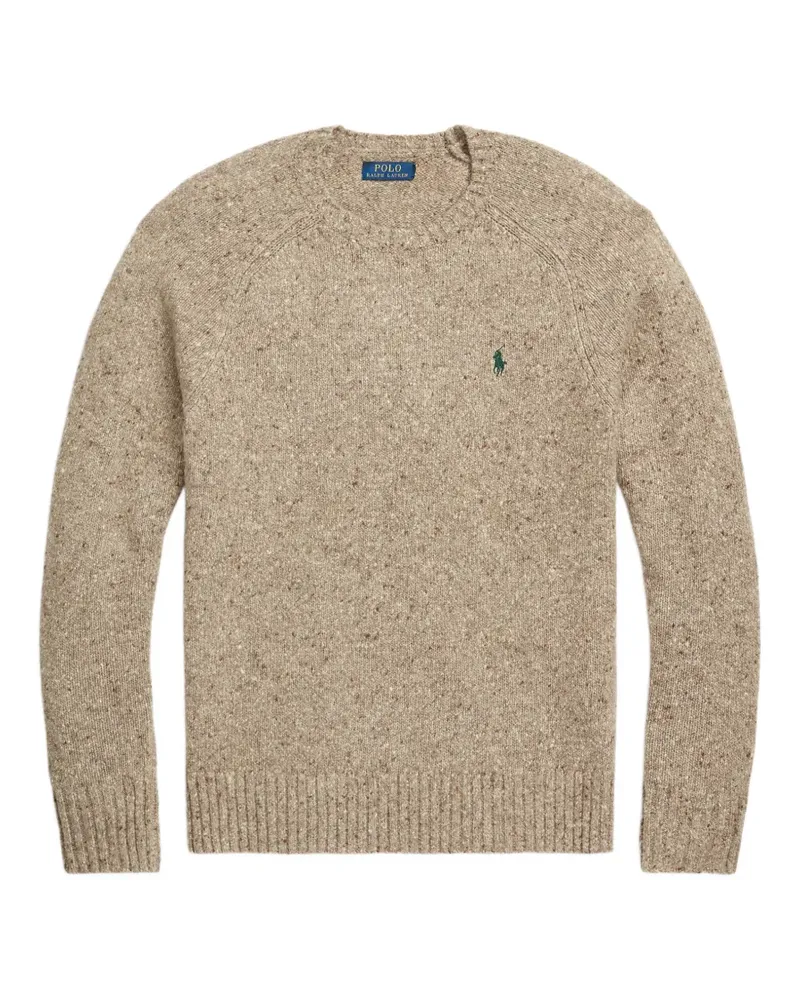 Ralph Lauren logo-embroidered flecked sweater - Nude Nude