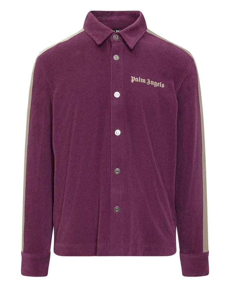 Palm Angels Gestreiftes Hemd mit Logo - Violett Violett