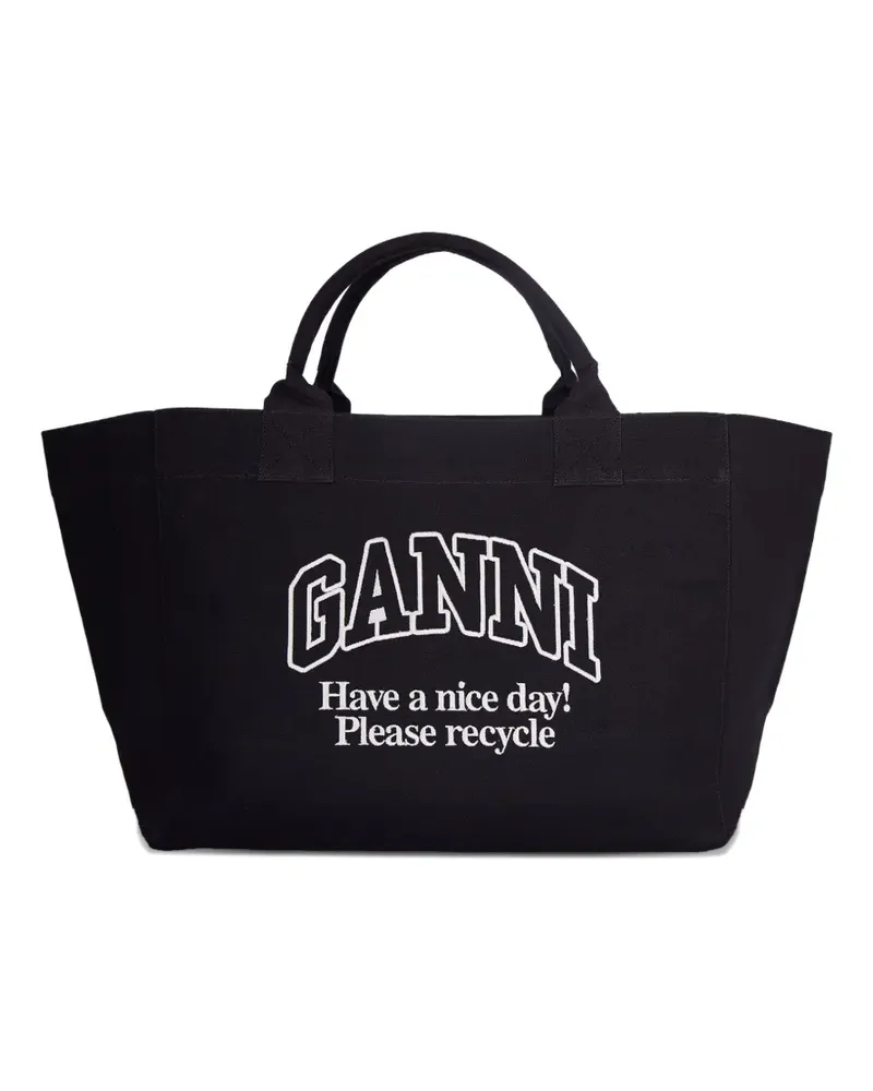 Ganni logo-print tote bag - Schwarz Schwarz