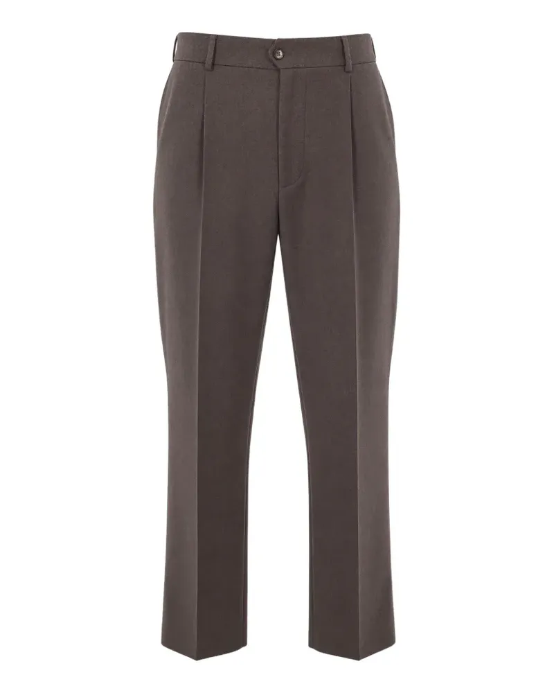 Luigi Bianchi Mantova pleated straight-leg trousers - Braun Braun