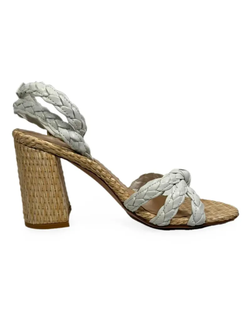 Gianvito Rossi Sandalen mit geflochtenem Raffiabast - Weiß Weiß
