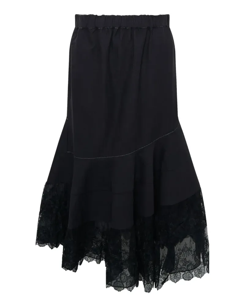 Renli Su Mermaid lace-trim panelled midi skirt - Schwarz Schwarz