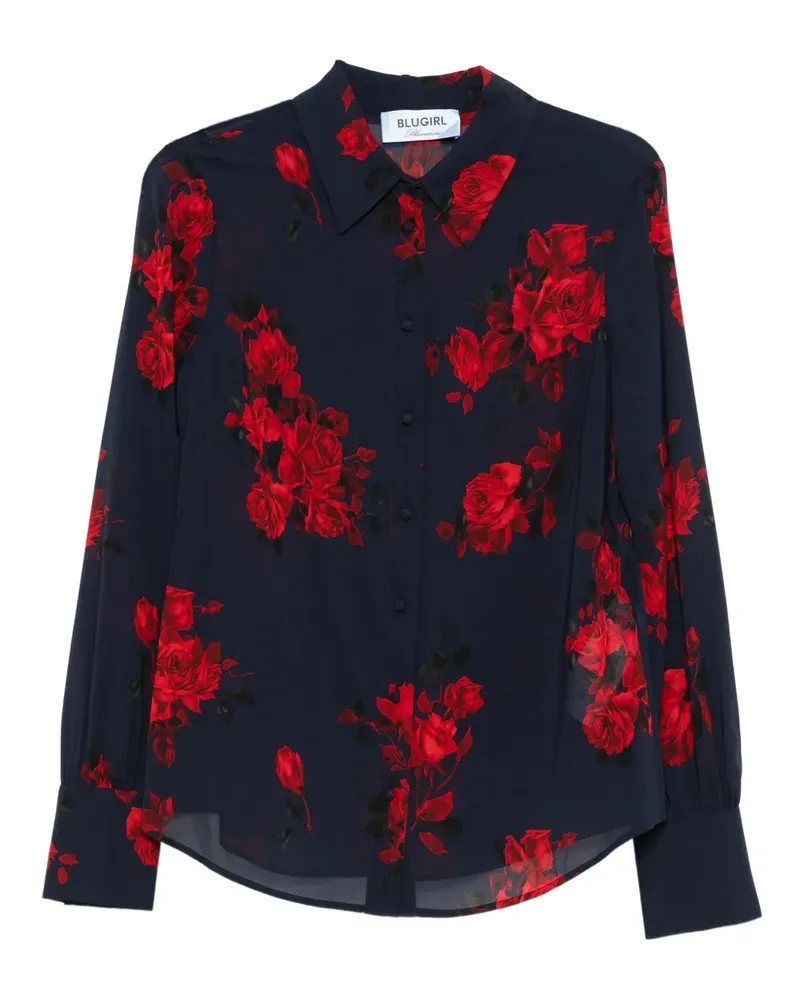 Blumarine Hemd mit Blumen-Print - Blau Blau