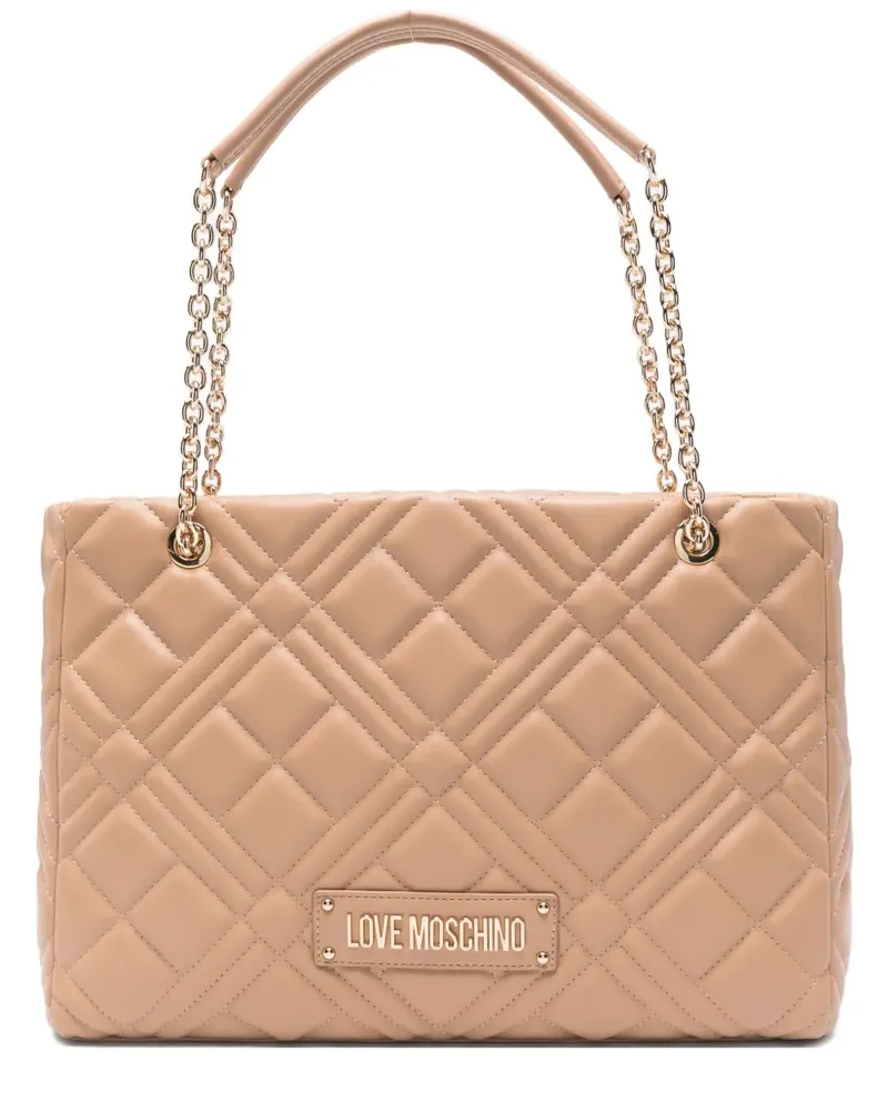 Moschino Schultertasche mit Kettenriemen - Nude Nude