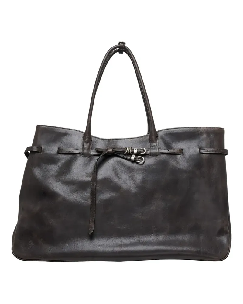 Marge Sherwood XL Grandma Used buckle-detail leather tote bag - Braun Braun