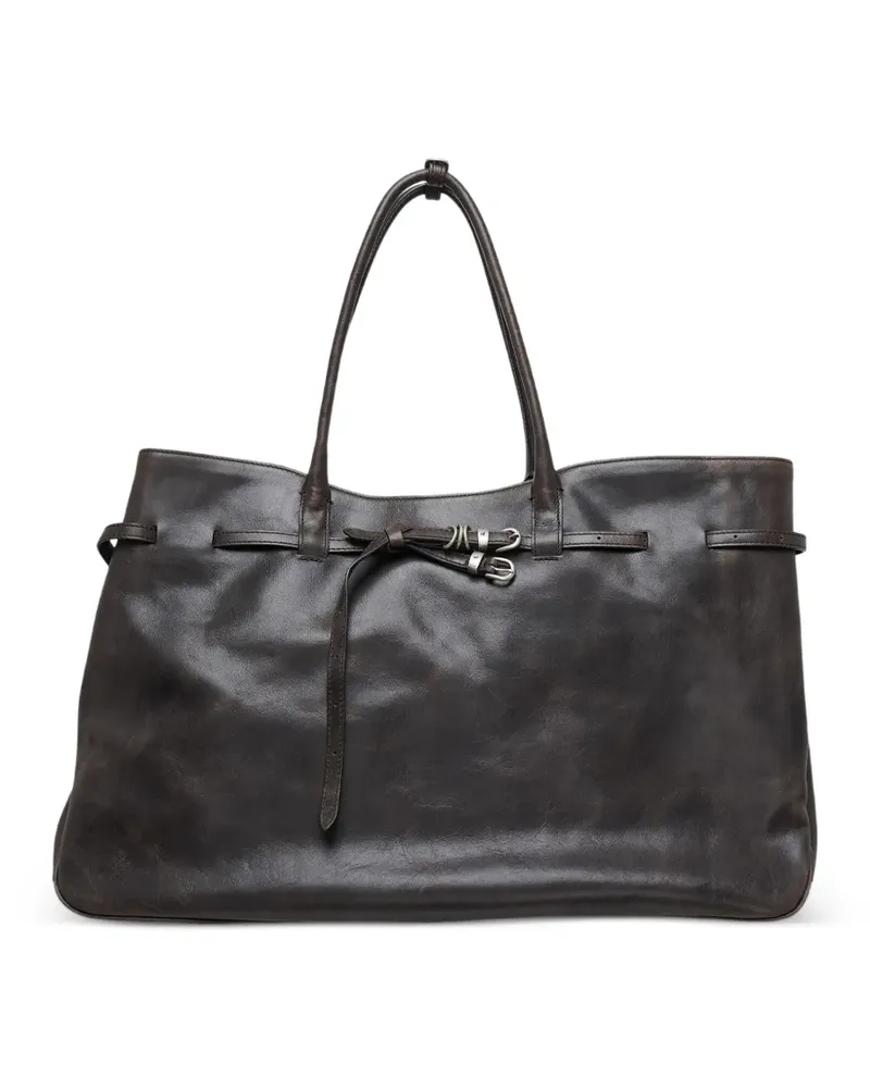 Marge Sherwood XL Grandma Used buckle-detail leather tote bag - Braun Braun