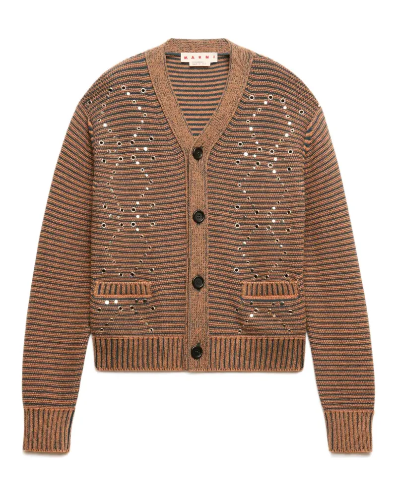 Marni Gestreifter Cardigan mit Nieten - Braun Braun