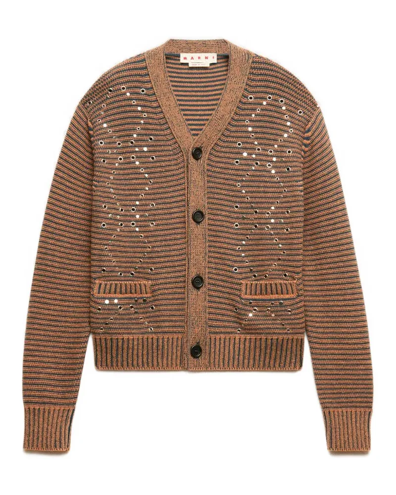 Marni Gestreifter Cardigan mit Nieten - Braun Braun