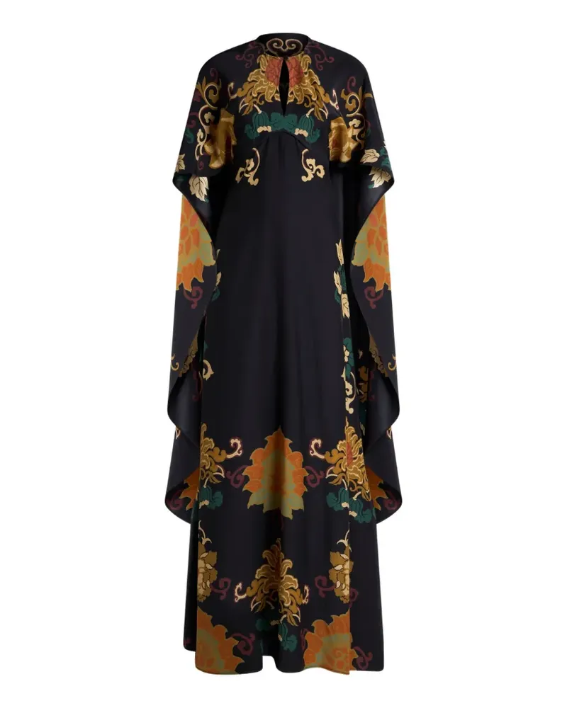 Etro Langes Seidenkleid mit Paisley-Print - Schwarz Schwarz