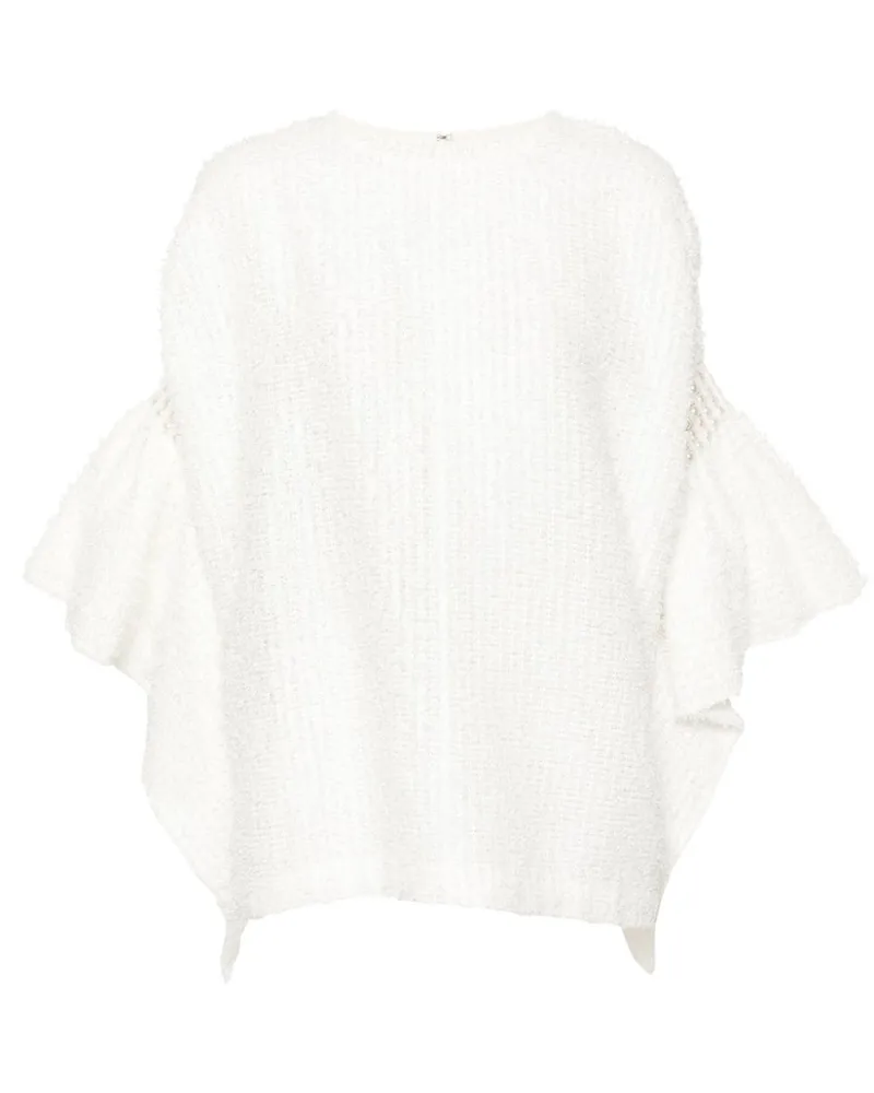 Junya Watanabe Bouclé-Bluse mit ausgestellten Ärmeln - Weiß Weiß