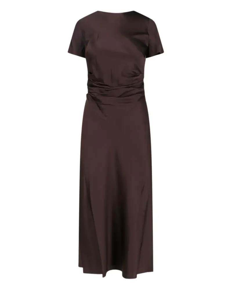 STAUD Gerafftes Phare Midikleid - Braun Braun