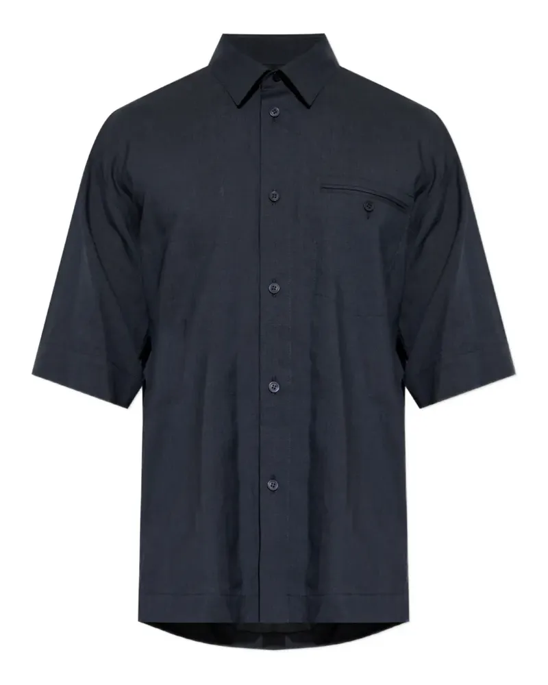 Issey Miyake chest-pocket short-sleeve shirt - Blau Blau