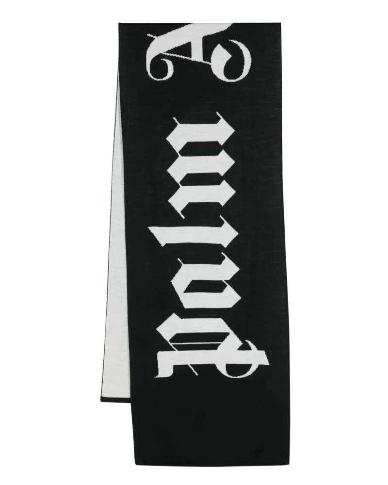 Palm Angels Schal mit Jacquard-Logo - Schwarz Schwarz