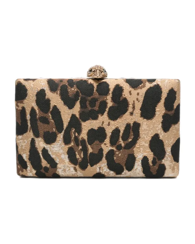 Kurt Geiger Crystal Kensington Clutch mit Leopardenprint - Gold Gold