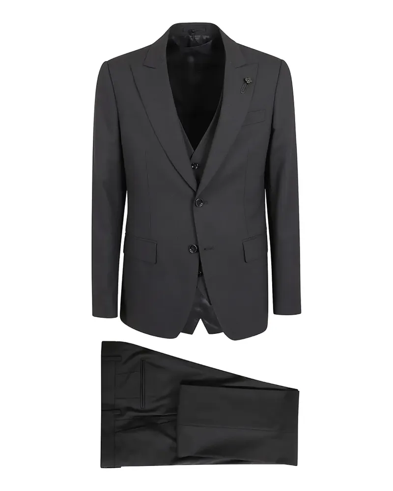 LARDINI flower-pin buttoned suit - Grau Grau