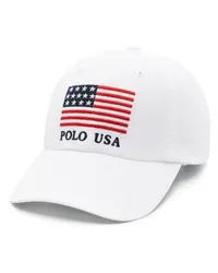 Ralph Lauren Baseballkappe mit Flaggenstickerei Weiß