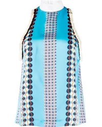 Wales Bonner Top mit Satin-Print Blau