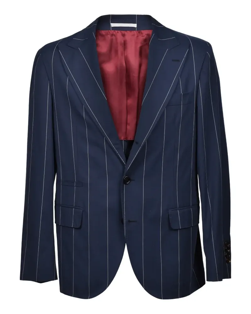 Brunello Cucinelli pinstripe tailored blazer - Blau Blau