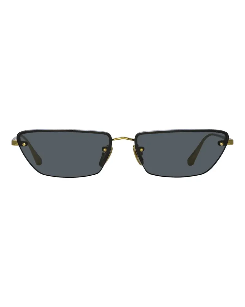 Linda Farrow Cleo titanium rectangle-frame sunglasses - Gold Gold