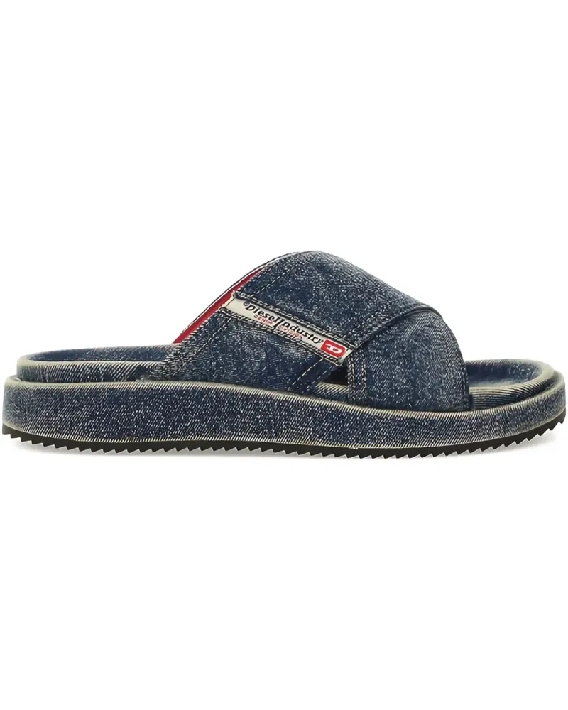 Diesel Jeans-Pantoletten mit überkreuzten Riemen - Blau Blau