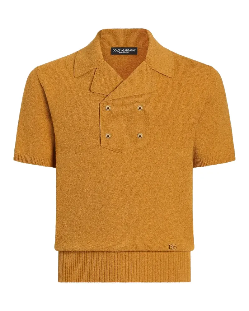 Dolce & Gabbana Gestricktes Poloshirt aus Baumwoll-Leinen - Gelb Gelb