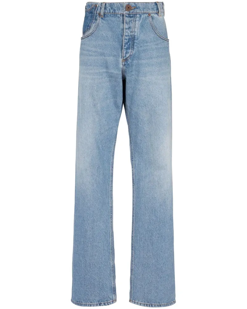 Balmain Wide-Leg-Jeans mit Kontrasttasche - Blau Blau