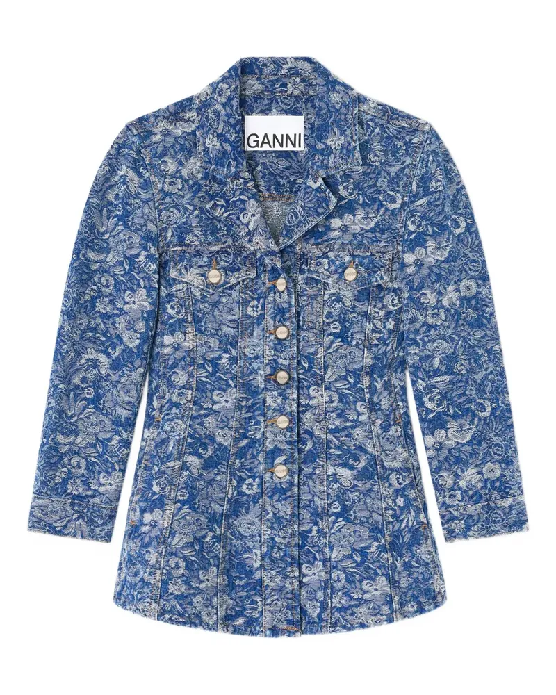 Ganni Jeansjacke mit Blumen-Print - Blau Blau