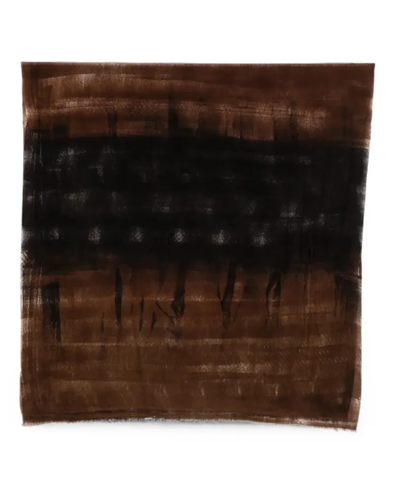 Avant Toi abstract-print frayed scarf - Braun Braun