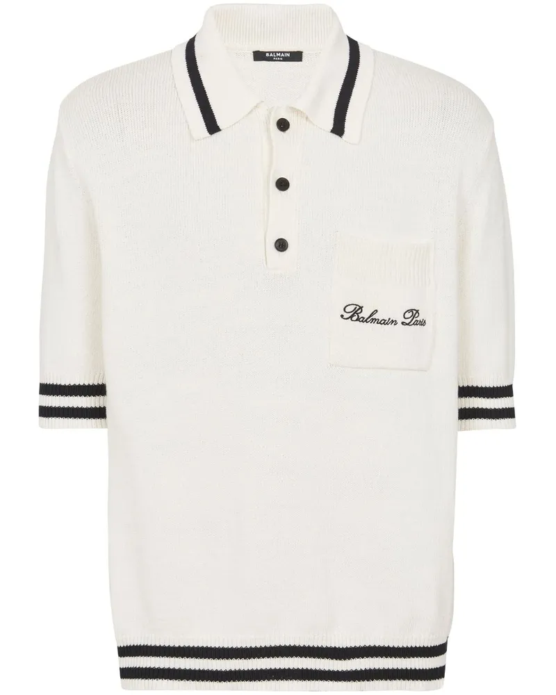 Balmain Poloshirt mit Logo-Stickerei - Weiß Weiß