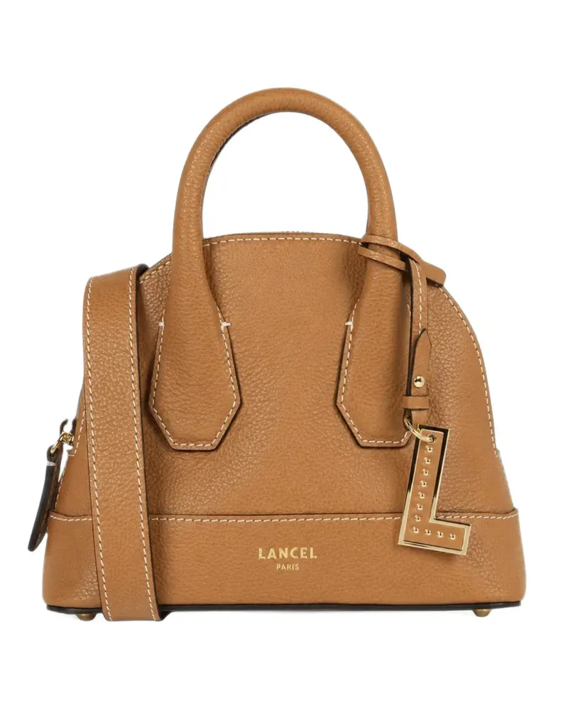 Lancel Mini Tote Bag aus gekörntem Rindsleder mit Logo-Schild - Braun Braun