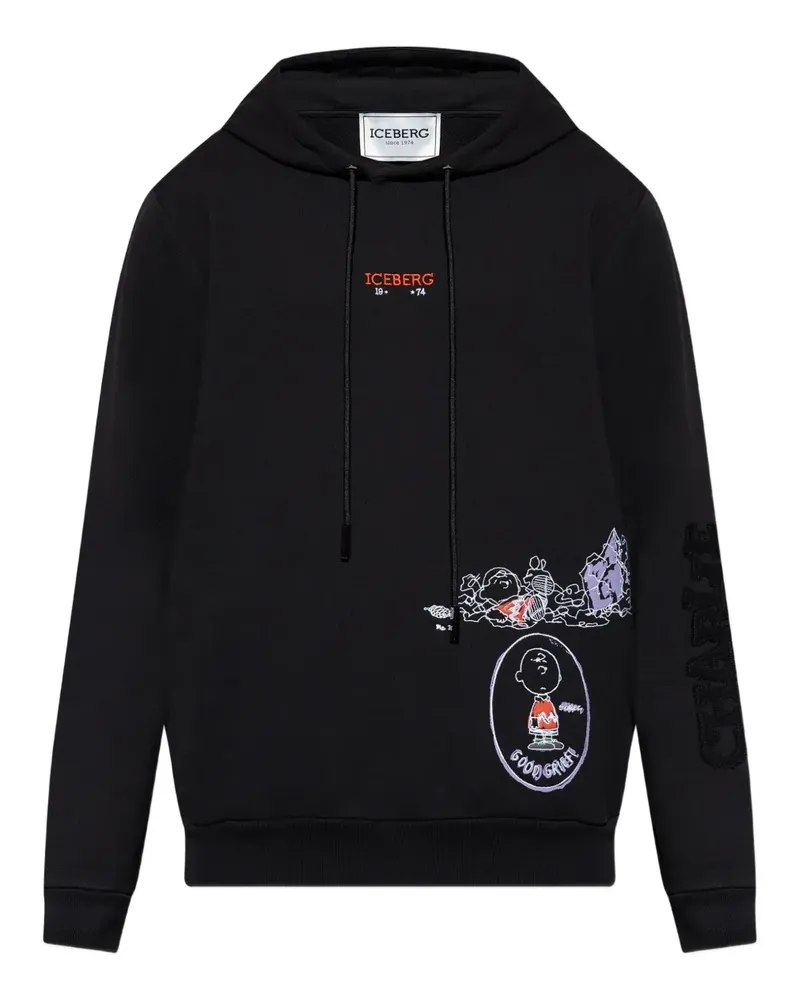 Iceberg Hoodie mit Peanuts-Stickerei - Schwarz Schwarz