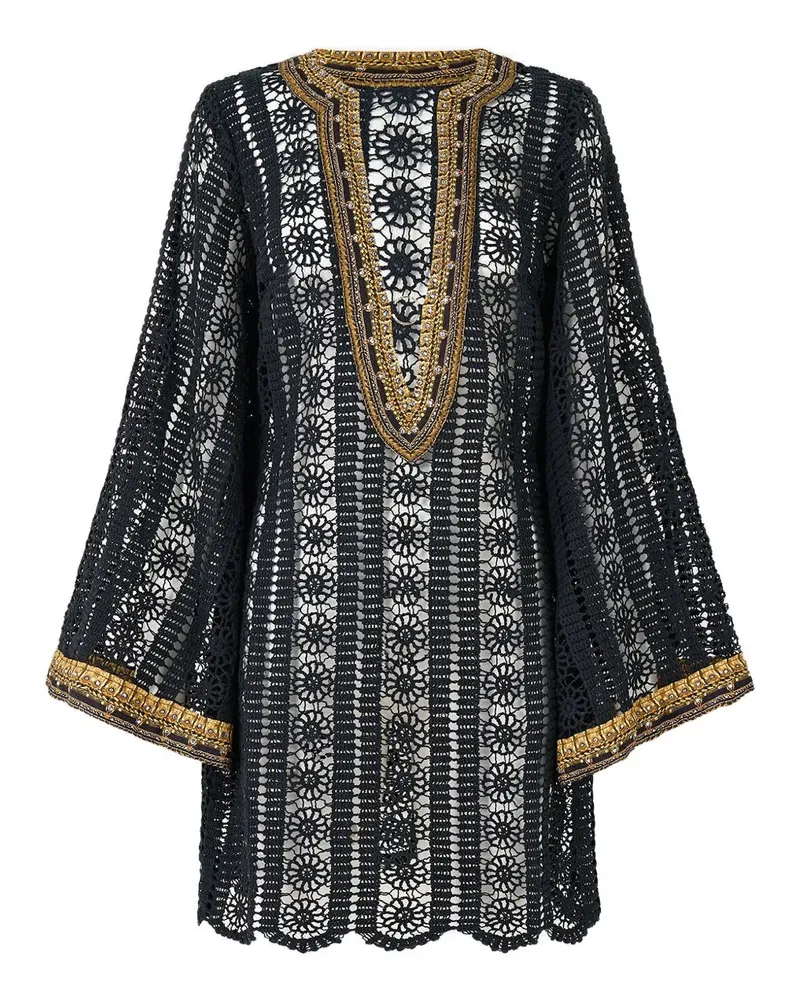 Camilla Spitzen-Tunika mit tiefem V-Ausschnitt - Schwarz Schwarz