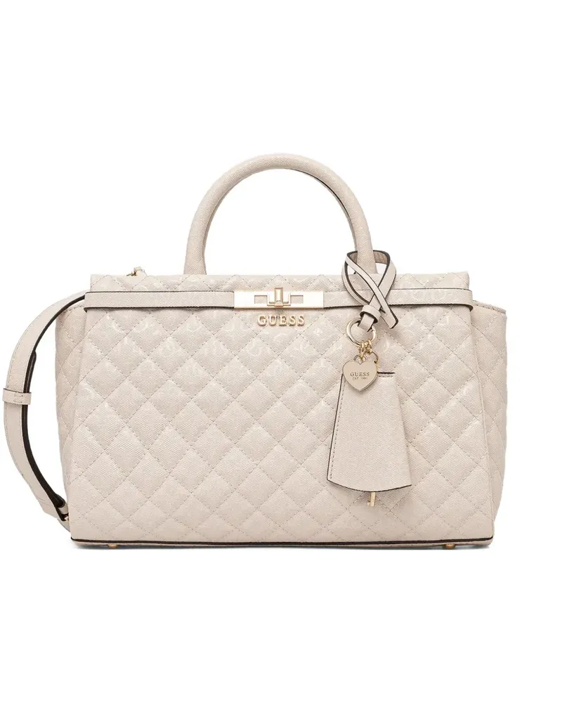 Guess Idra quilted charm tote bag - Nude Nude