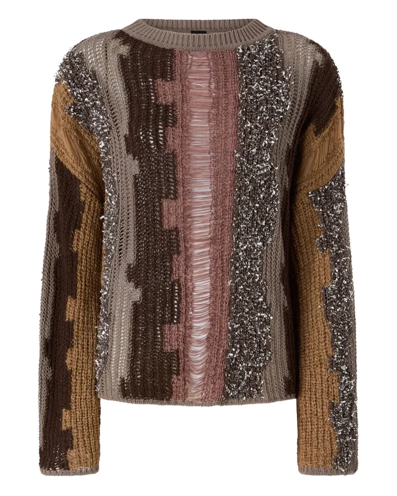 Pinko Gestreifter Paillettenpullover - Braun Braun