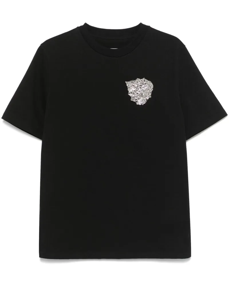 Jil Sander T-Shirt mit Blattapplikation - Schwarz Schwarz