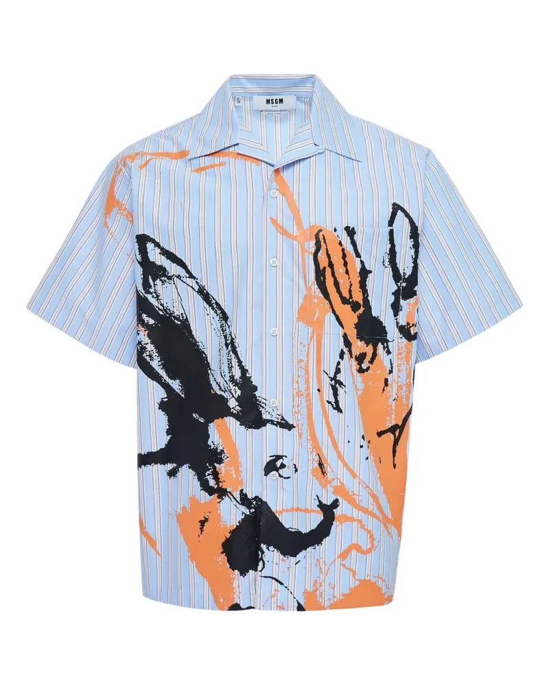 MSGM Gestreiftes Hemd - Blau Blau
