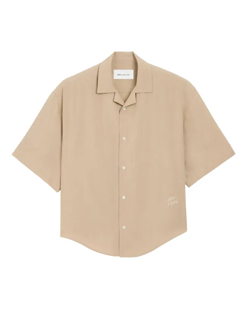 AMI Paris T-Shirt mit Logo-Stickerei - Nude Nude