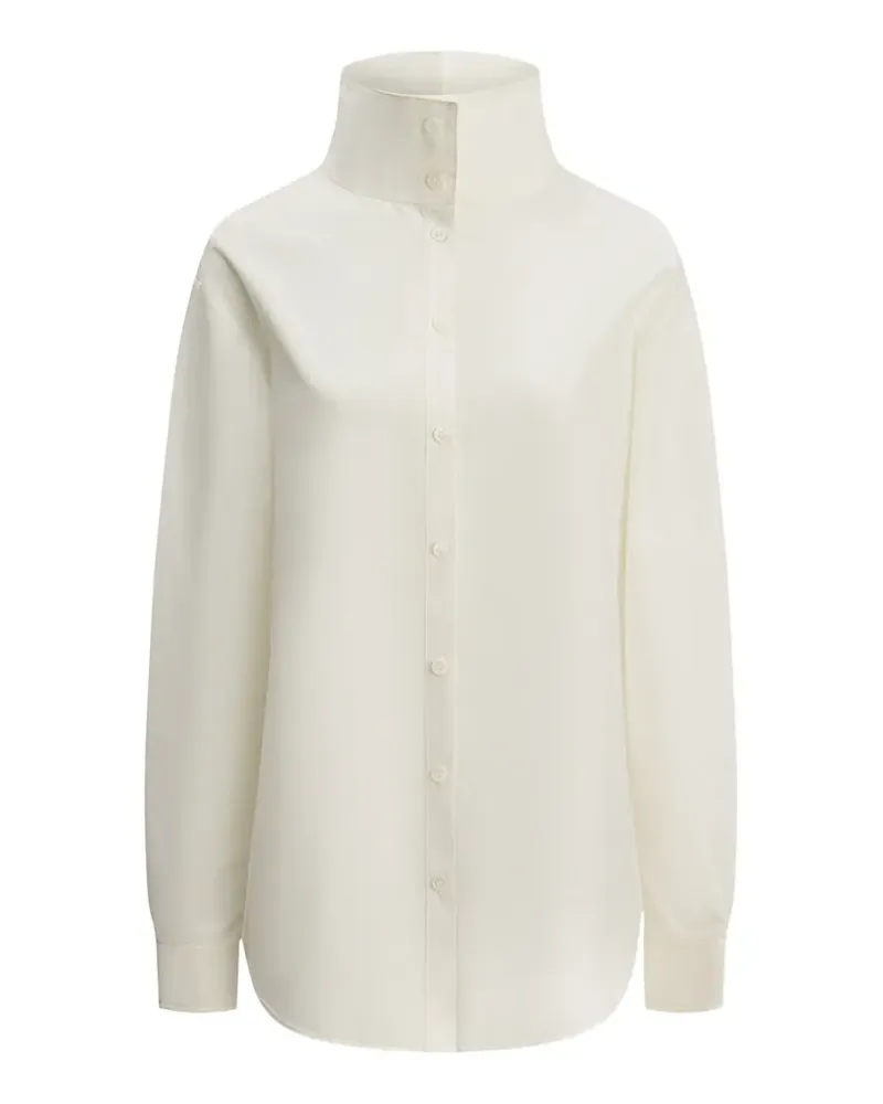 12 STOREEZ Simone high-neck shirt - Weiß Weiß