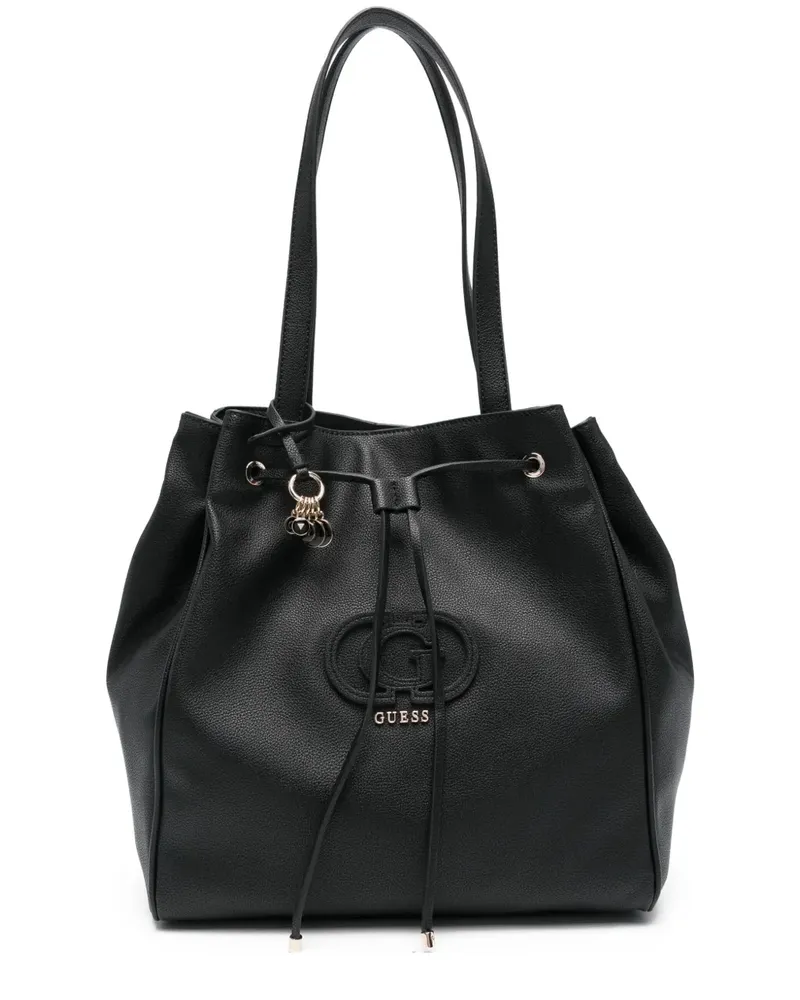 Guess Handtasche mit Kordelzug - Schwarz Schwarz