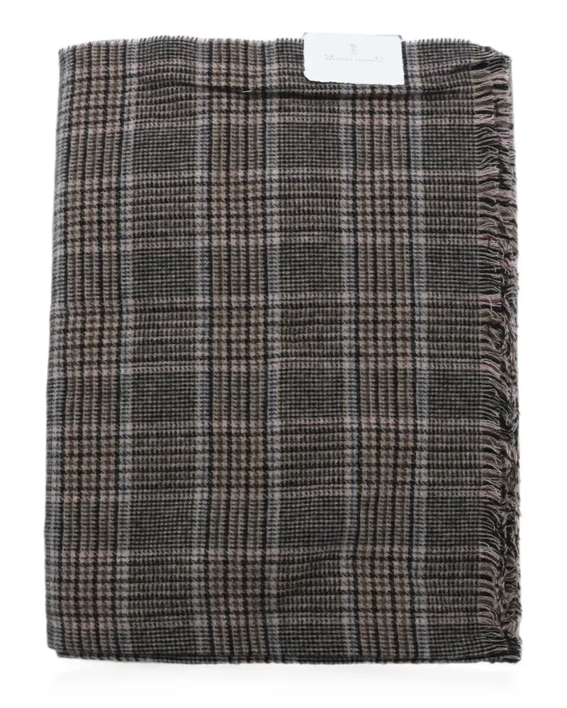 Brunello Cucinelli checked cashmere scarf - Nude Nude
