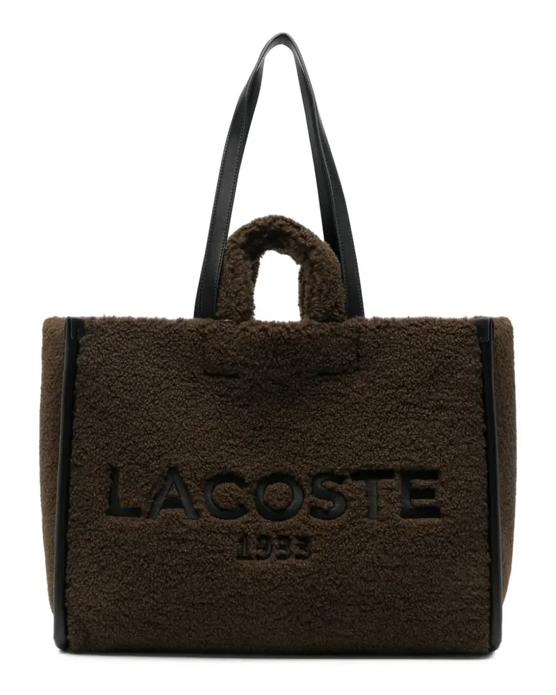 Lacoste Große Shopping Tote Bag mit Logo-Stickerei - Braun Braun