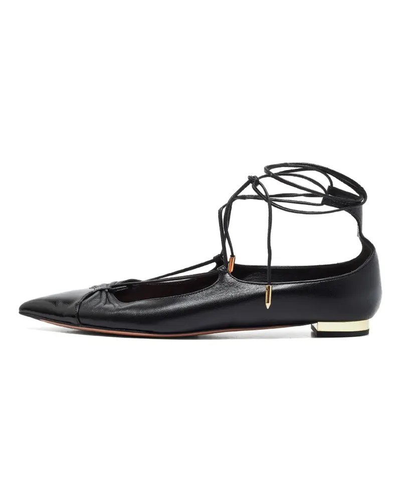 Aquazzura Flache Gabi Pumps mit Knöchelschnürung - Schwarz Schwarz