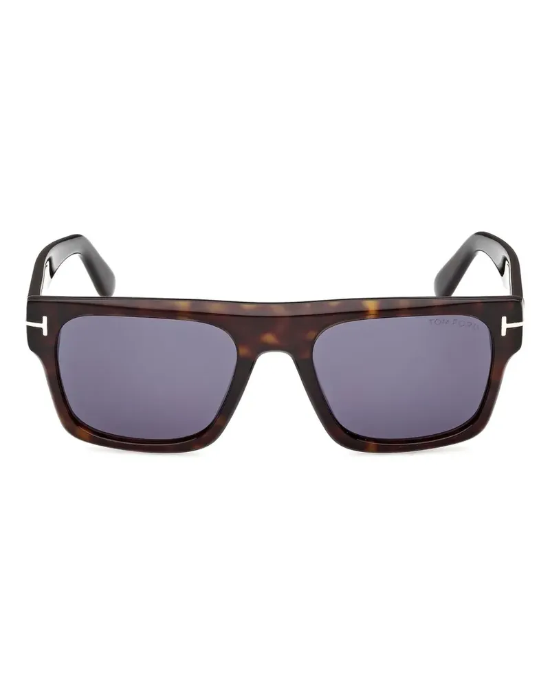 Tom Ford Eckige Sonnenbrille in Schildpattoptik - Braun Braun
