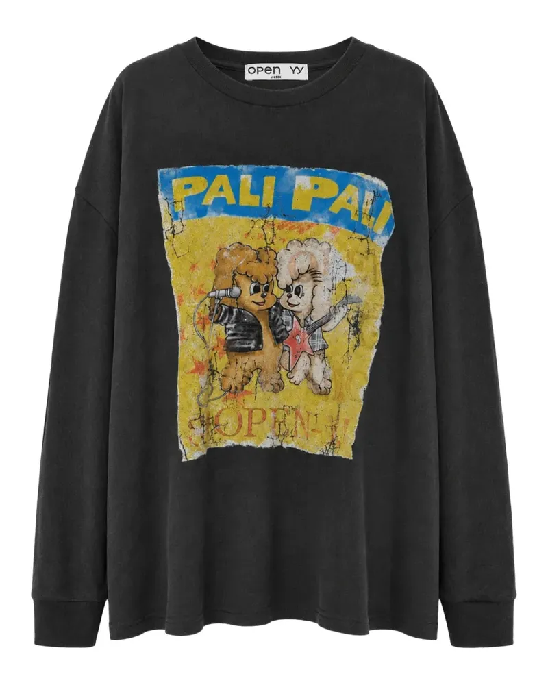 OPEN YY Pet Club T-Shirt mit grafischem Print - Grau Grau