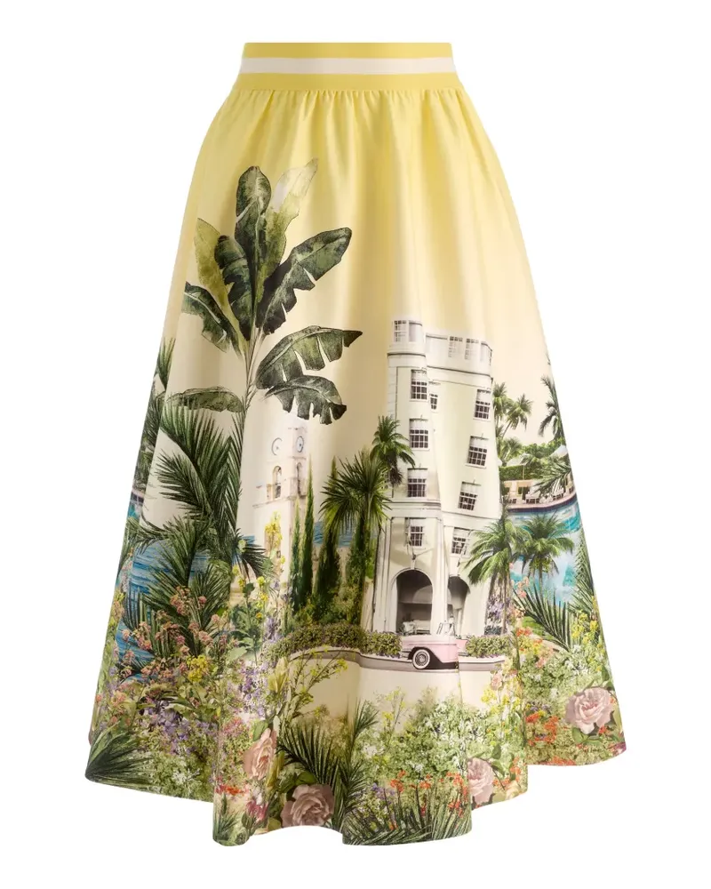 Alice + Olivia Earla tropical-print flared skirt - Gelb Gelb