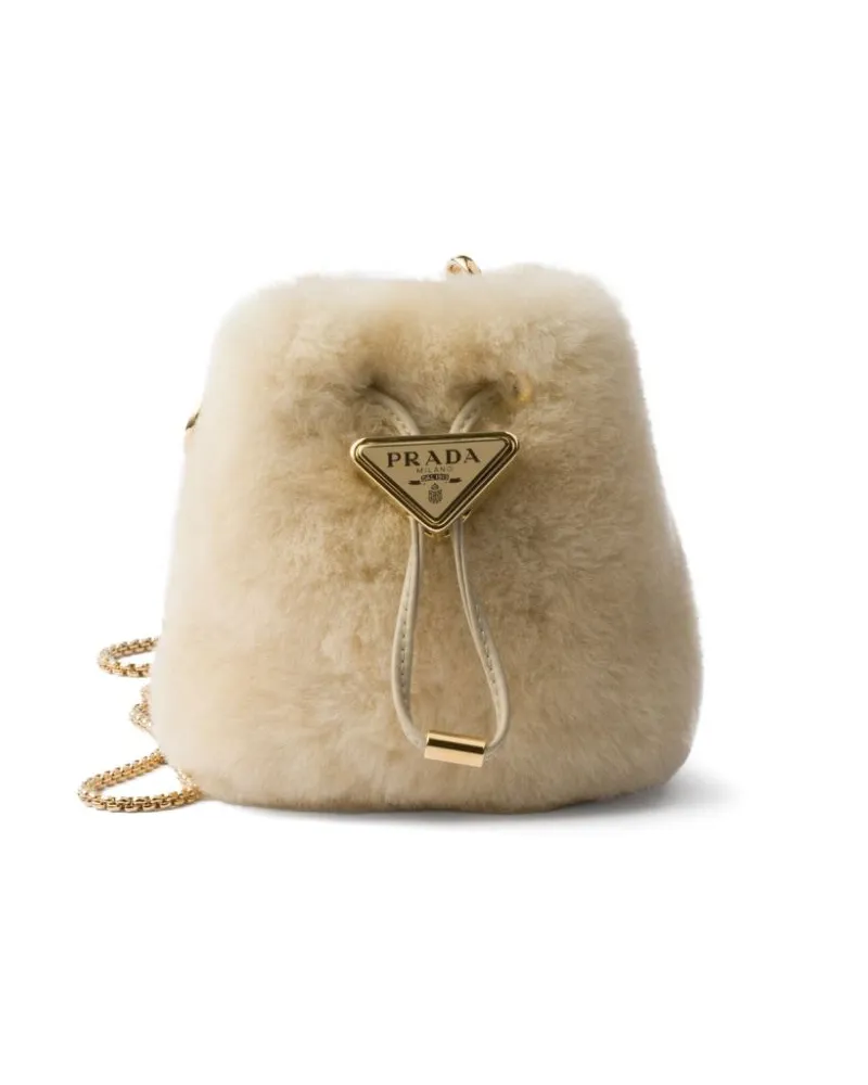 Prada Mini Shearling-Handtasche - Nude Nude