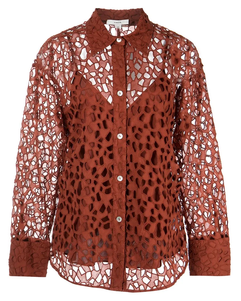 Vince Bluse mit Spitzendetail - Braun Braun
