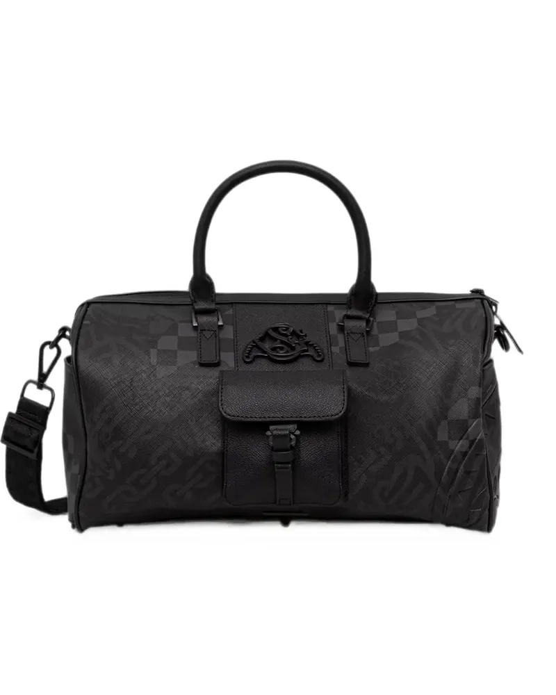 Sprayground check-pattern logo-patch holdall - Schwarz Schwarz